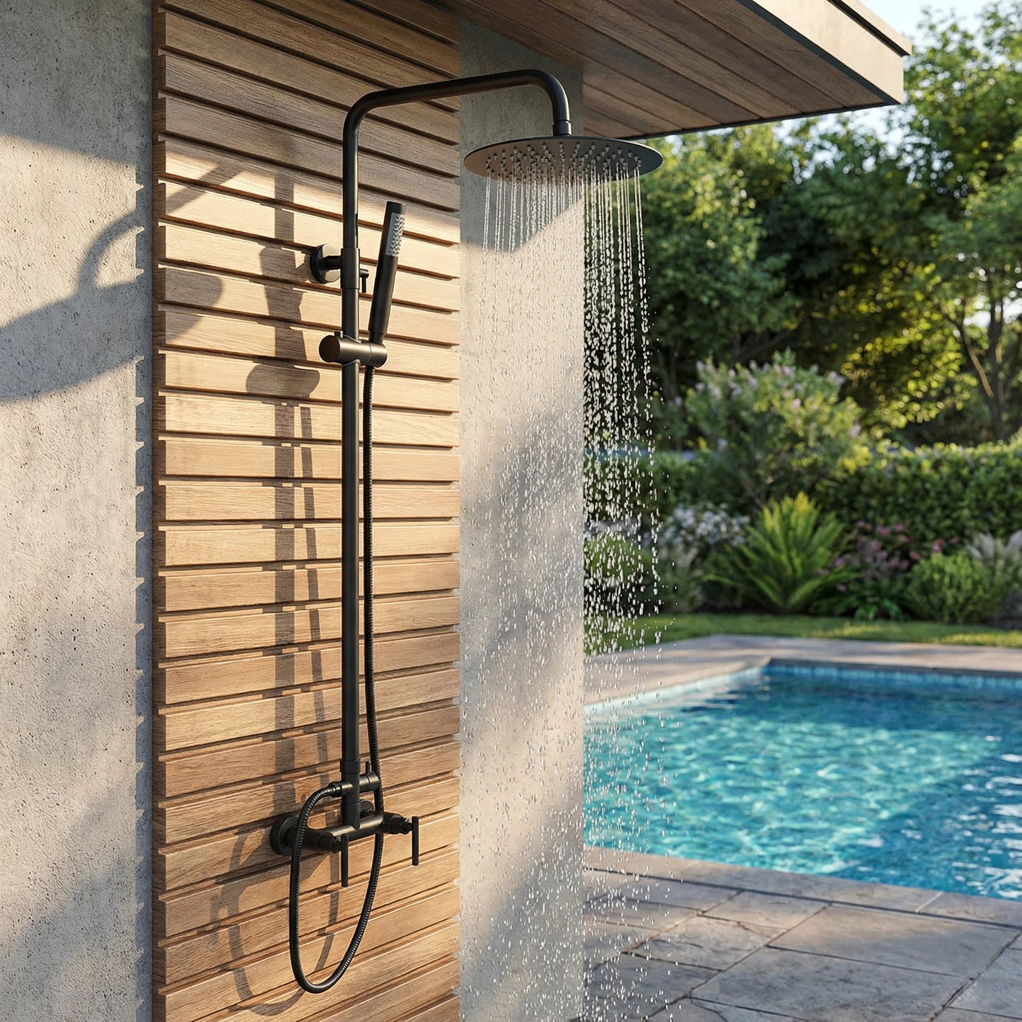 Milani Dual Function Stainless Steel Outdoor Shower - Matte Black