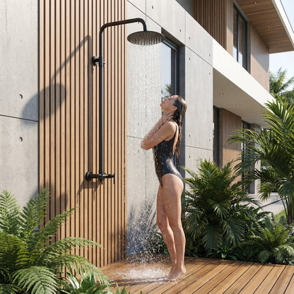 Douche d'extérieur Lunetta en acier inoxydable à fonction unique - Noir mat