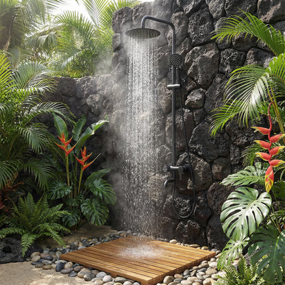 Kairo Triple Function Stainless Steel Outdoor Shower - Matte Black