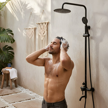 Douche d'extérieur Kenzo en acier inoxydable à triple fonction - Noir mat