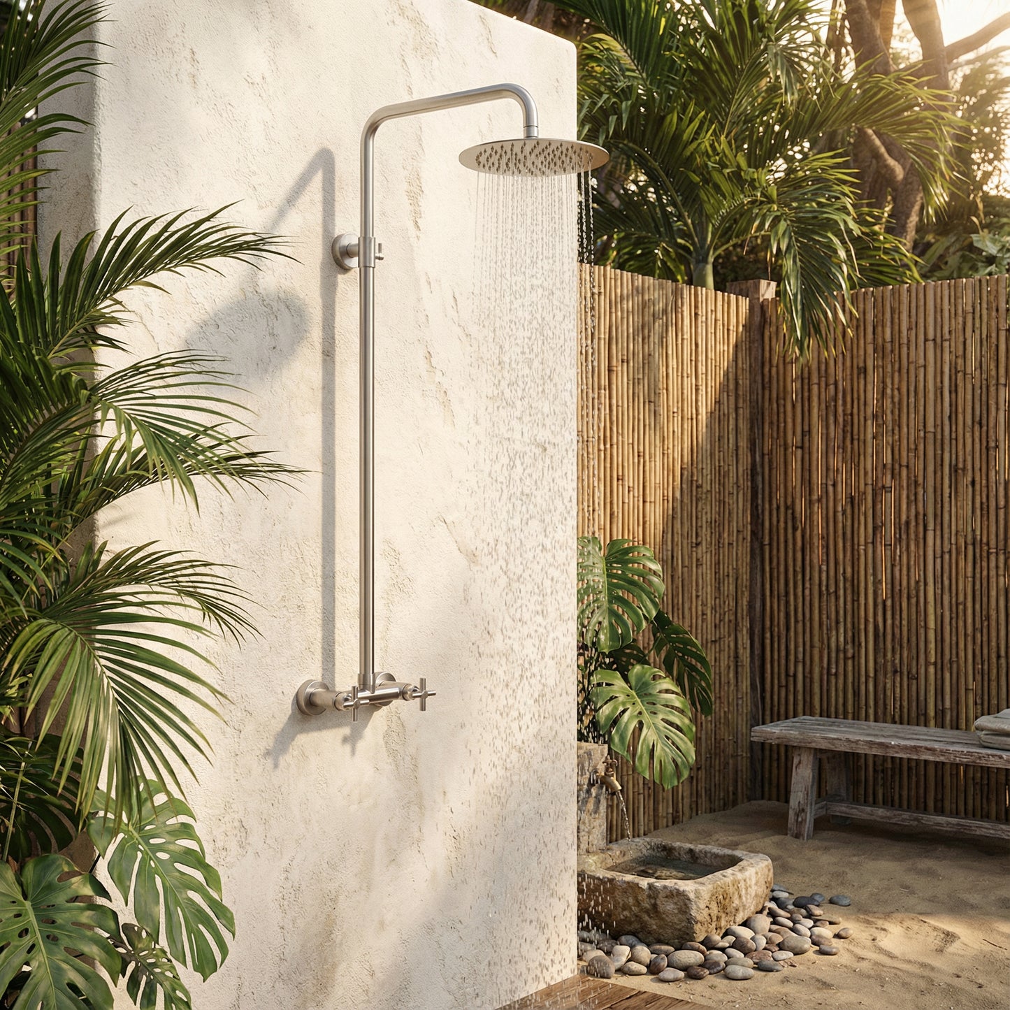 Douche d'extérieur Leora en acier inoxydable à fonction unique - Brossé