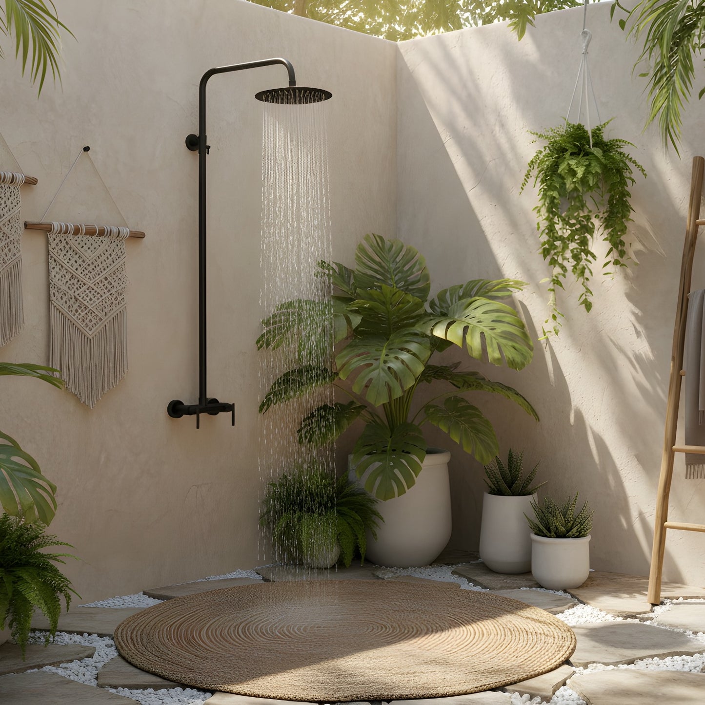 Douche d'extérieur Lunetta en acier inoxydable à fonction unique - Noir mat