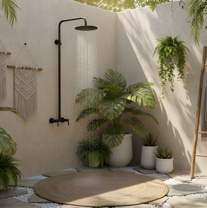 Douche d'extérieur Lunetta en acier inoxydable à fonction unique - Noir mat