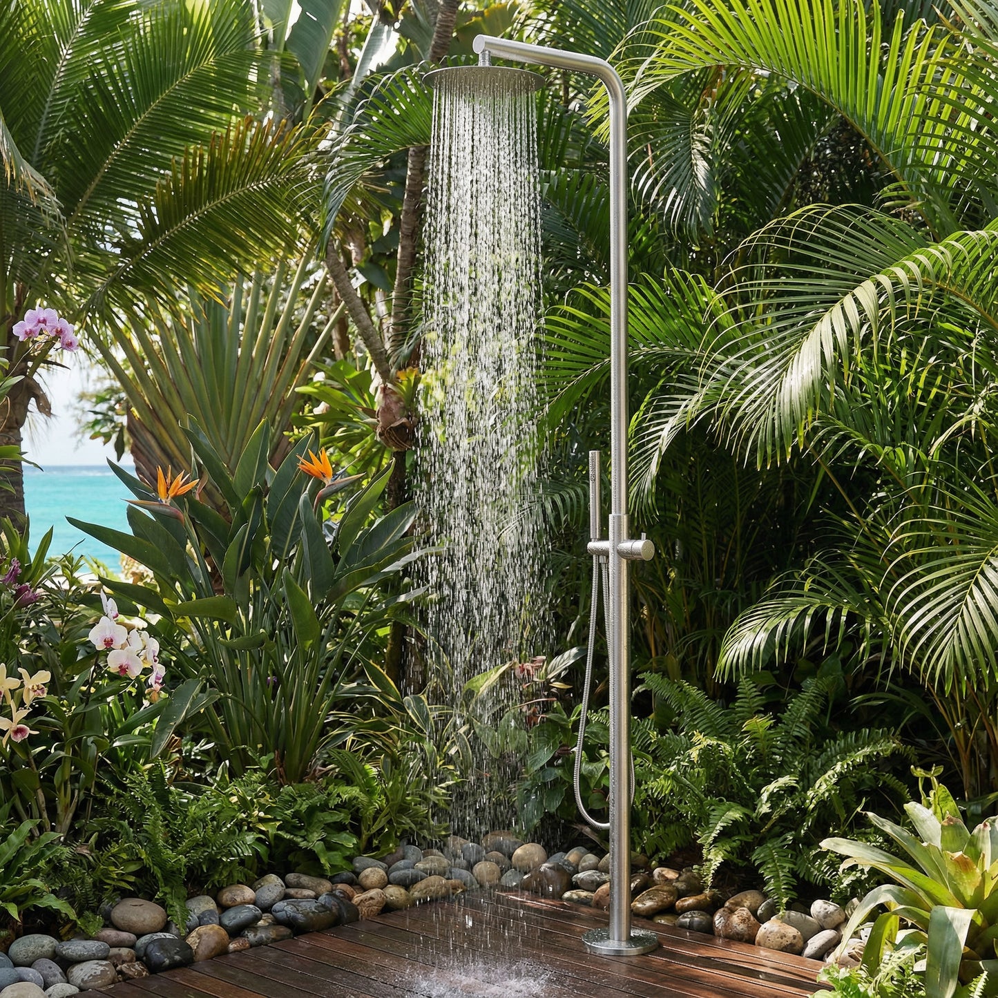 Avalon 316 Stainless Steel Freestanding Outdoor Shower
