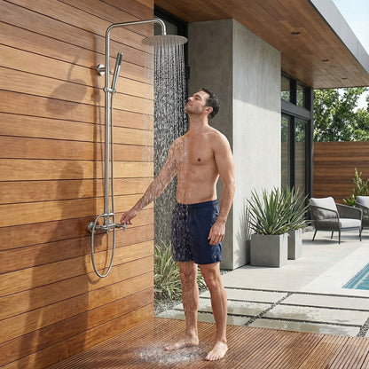 Douche d'extérieur Monti en acier inoxydable à double fonction - Brossé