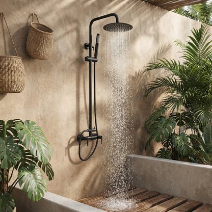 Douche d'extérieur Milani en acier inoxydable à double fonction - Noir mat