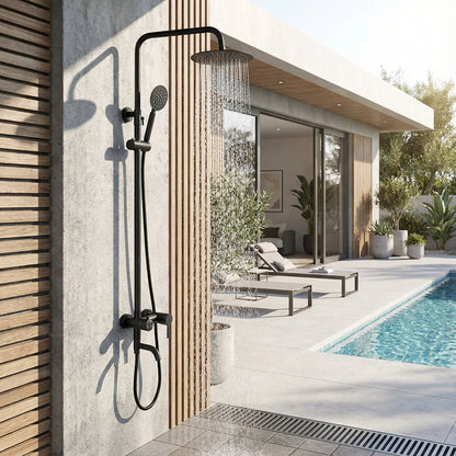 Kairo Triple Function Stainless Steel Outdoor Shower - Matte Black